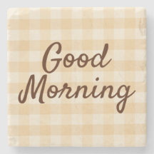 Zacht beige geruite ochtend Onderzetters – minimal