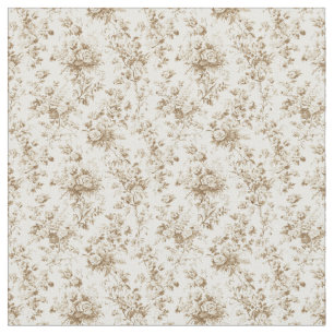 Zacht beige toilet met Rozen en tuinblad Stof