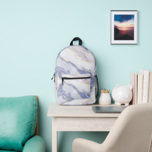 Zacht Blauw Aquarel Goud Spatten Elegant Bedrukte Rugzak