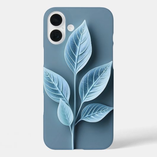 Zacht Blauw Blad Patroon iPhone Case (Achterkant)