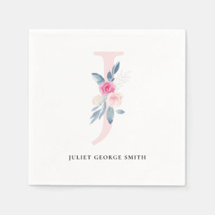 ZACHT BLAUW BLAUW WIT BLOEMALFABETTEN LETTER J SERVET