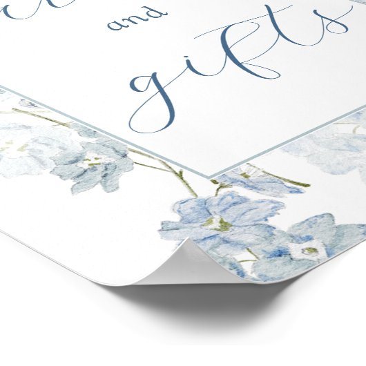 Zacht Blauw Bloemen Kaarten en Geschenken Teken Poster (Hoek)