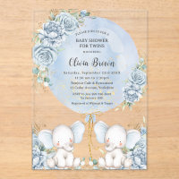 Zacht Blauw Bloemen Leuke Olifanten Twins Baby sho