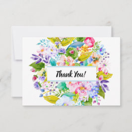 Zacht Blauw Bloemen Romantisch Bruiloft Dank u Bedankkaart