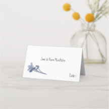 Zacht Blauw Bloemen Wedding Place Card