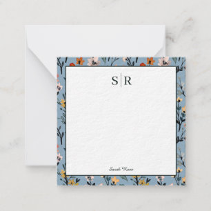 Zacht Blauw Boho Chic Waterverf Bloemen Custom Notitiekaartje