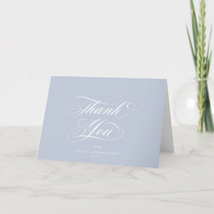 Zacht blauw Elegant Script Blank Wedding Bedankkaart