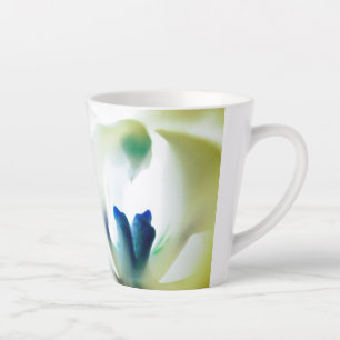 Zacht blauw en geel afdrukorchidee latte mok