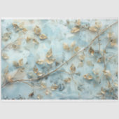 Zacht Blauw en Goud Blad Weefselpapier Tissuepapier (Voorkant)