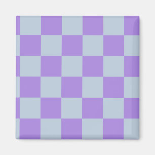 Zacht Blauw en Lavendel Geruit Magneet