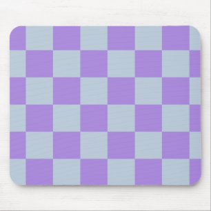 Zacht blauw en lavendel geruit muismat