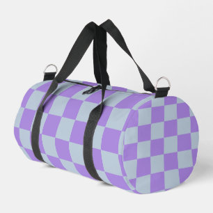 Zacht blauw en lavendel geruit plunjezak