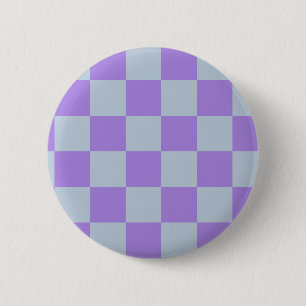 Zacht blauw en lavendel geruit ronde button 5,7 cm