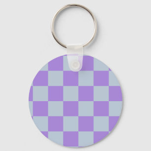 Zacht blauw en lavendel geruit sleutelhanger