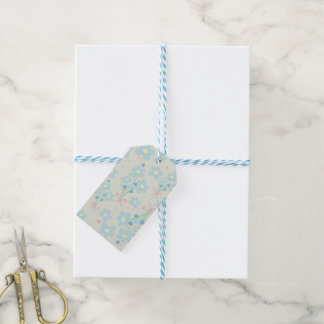 Zacht blauw en roze harmonie cadeaulabel