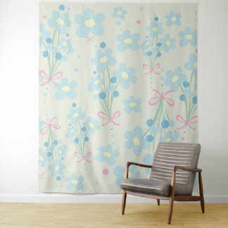 Zacht blauw en roze harmonie wandkleed