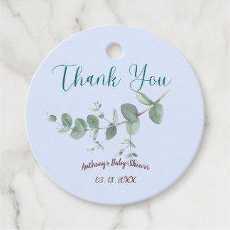 Zacht Blauw Gepersonaliseerde Botanische Voorkeur Bedankjes Labels