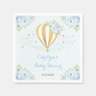 Zacht blauw Hete Luchtballon Adventure Baby shower Servet