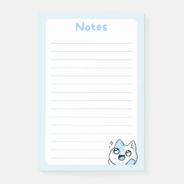 Zacht Blauw Kawaii Chibi Kitty Kat met Sparkling Post-it® Notes