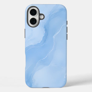 Zacht Blauw Marmer Abstract Patroon iPhone 16 Plus Hoesje