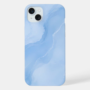 Zacht Blauw Marmer Abstract Patroon iPhone 15 Plus Case