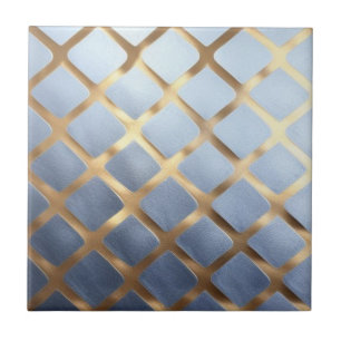 Zacht blauw met gouden patroon tegeltje