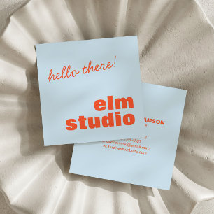 Zacht Blauw Oranje Hallo Daar Vriendelijk Vet Vier Vierkante Visitekaartje