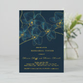 Zacht Blauw Orchidee repetitie diner Folie Uitnodiging (Staand Voorkant)