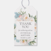 ZACHT BLAUW ROZE BLOEIENDE BLOEMEN BRUILOFT Dank u Cadeaulabel (Voorkant)