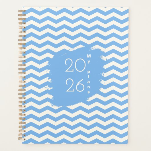 Zacht blauw zigzagpatroon ontwerpplanner 2026 planner (Voorkant)