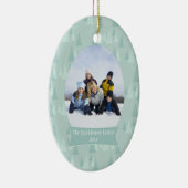 Zacht blauwe bomen kerstfeestfoto-versiering keramisch ornament (Rechts)