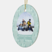 Zacht blauwe bomen kerstfeestfoto-versiering keramisch ornament (Links)