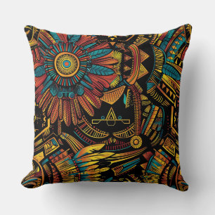 Zacht Blauwgroen "Aztec Dream" Pluche Kussen 51x51