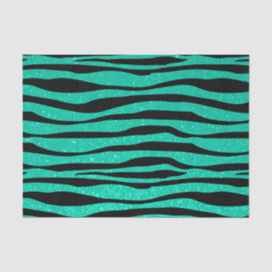 Zacht Blauwgroen Blauw Glitter Zebra Dierenafdrukk Tissuepapier