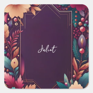 Zacht Blauwgroen Herfst Bold Jewel Tone Vrijgezell Vierkante Sticker