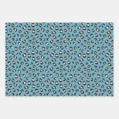 Zacht Blauwgroen, zwart-wit Leopard Print Pattern Inpakpapier Vel (Voorkant 2)