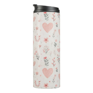 Zacht Bloemhartpatroon Thermische Tumbler Thermosbeker