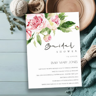 Zacht Blush Floral Peony Waterverf Vrijgezellenfee Kaart