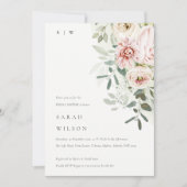 Zacht blush Peony Eucalyptus Foliage Vrijgezellenf Kaart (Voorkant)