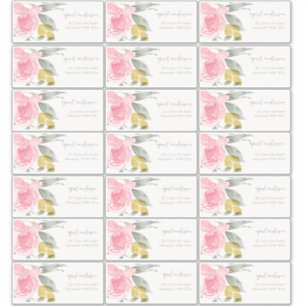 Zacht Blush Roos Waterverf Floral gastadres Sticker