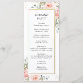 Zacht Blush Roze Bloemen Goud Blad Bruiloft Progra Programma (Achterkant)