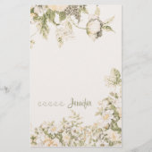 Zacht Bord Roze Salie Crème Botanische Bloemen | Briefpapier (Voorkant)