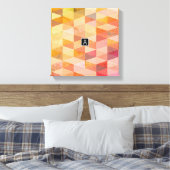 Zacht driehoek geometrisch patroon | monogram canvas afdruk (Insitu (Slaapkamer))