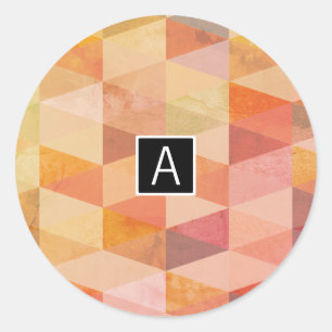Zacht driehoek geometrisch patroon   monogram ronde sticker