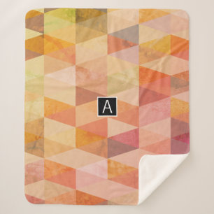 Zacht driehoek geometrisch patroon monogram sherpa deken