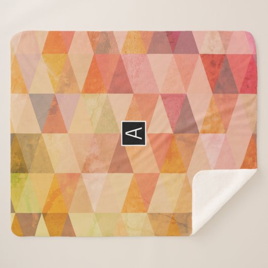 Zacht driehoek geometrisch patroon | monogram sherpa deken (Voorkant (horizontaal))