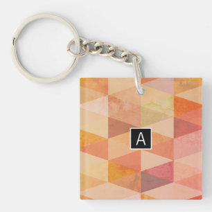 Zacht driehoek geometrisch patroon   monogram sleutelhanger