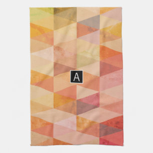 Zacht driehoek geometrisch patroon monogram theedoek
