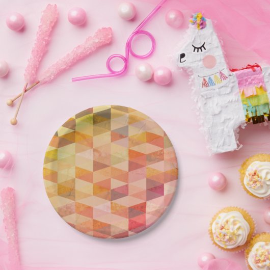 Zacht driehoek geometrisch patroon papieren bordje (Feest)