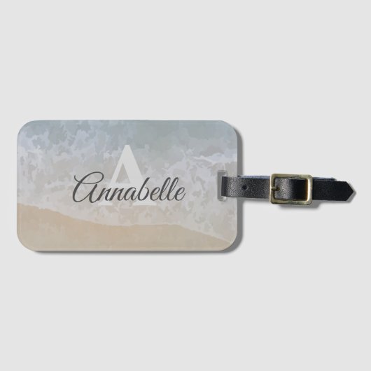 Zacht en subtiel monogrammen "strand" Bagagelabel (Voorkant (horizontaal))